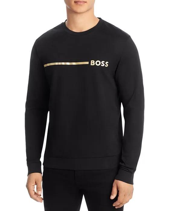 Cotton Blend Metallic Logo Print Regular Fit Crewneck Tracksuit Sweatshirt