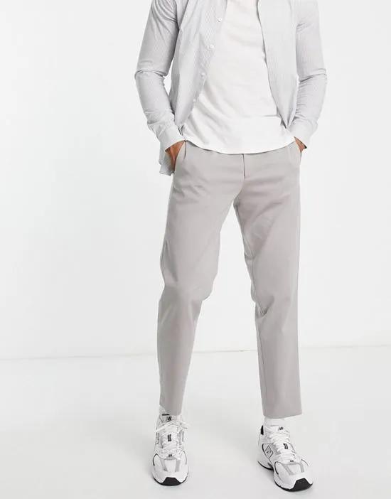 cotton blend slim fit smart pants in gray - LGRAY