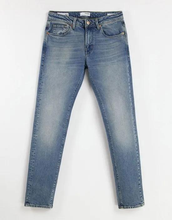 cotton blend slim jeans in light blue - LBLUE