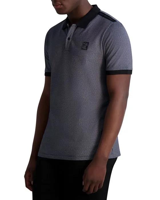 Cotton Blend Textured Logo Taped Slim Fit Polo Shirt