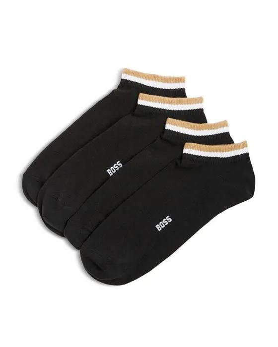 Cotton Blend Uni Stripe Ankle Socks, Pack of 2   