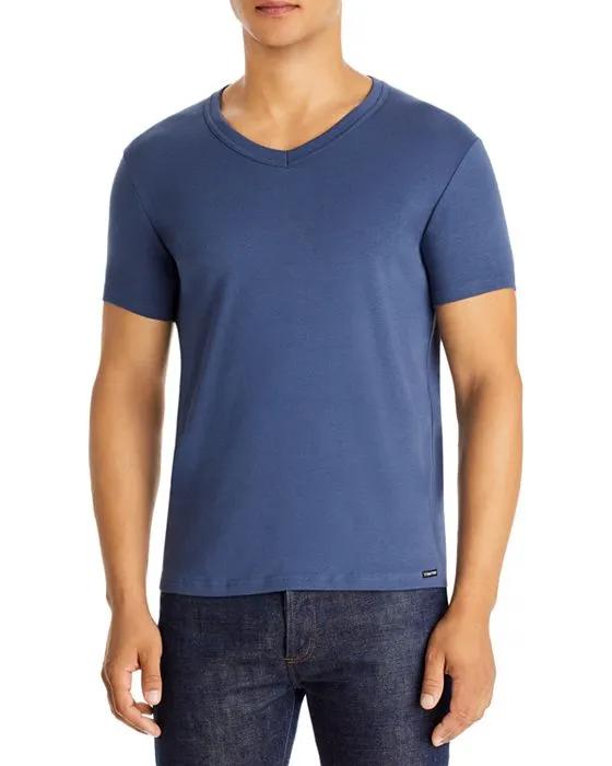 Cotton Blend V-Neck Tee