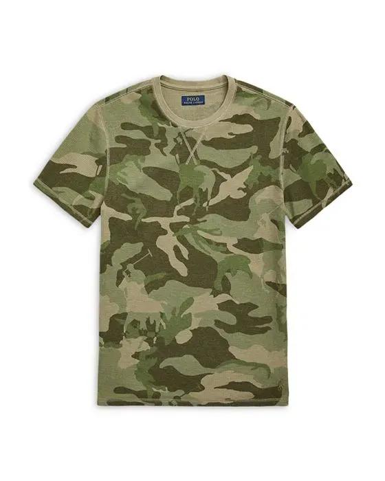 Cotton Blend Waffle Knit Enzyme Washed Camouflage Sleep Tee