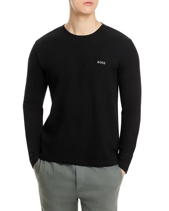 Cotton Blend Waffle Knit Long Sleeve Tee