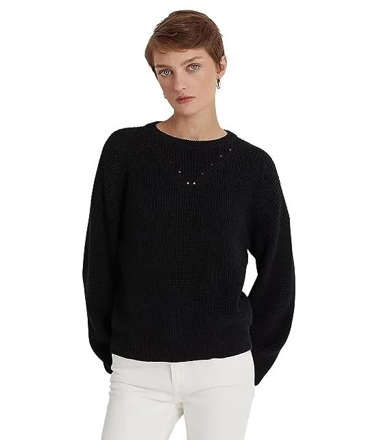 Cotton Blouson Sleeve Sweater