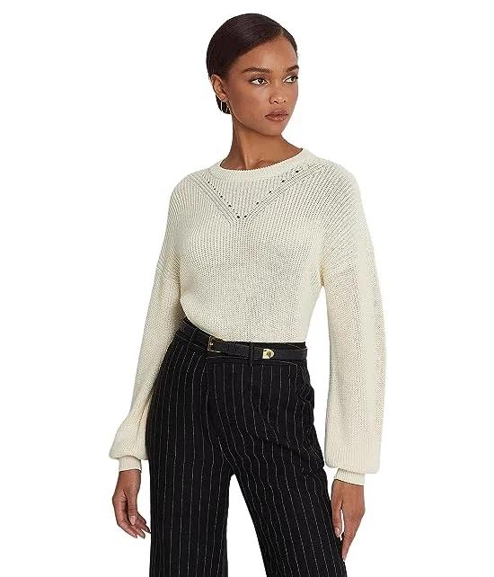 Cotton Blouson Sleeve Sweater