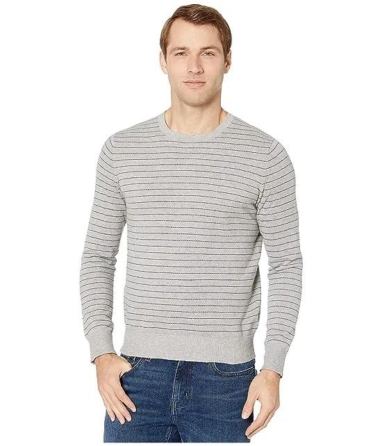 Cotton-Cashmere Piqué Line Stripe Crewneck Sweater