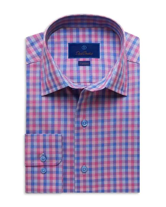 Cotton Check Trim Fit Dress Shirt