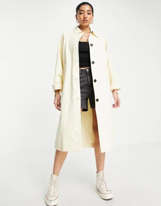 cotton collared coat in pastel yellow