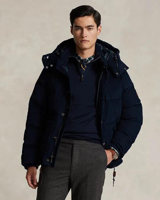 Cotton Corduroy Water Repellent Removable Hood Down Jacket