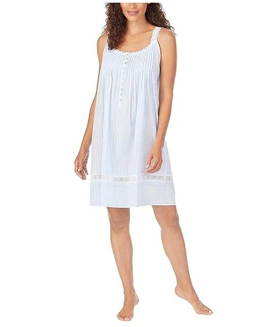 Cotton Dobby Stripe Woven Sleeveless Short Nightgown