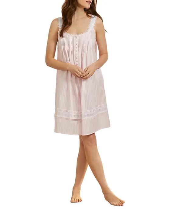 Cotton Dobby Striped Chemise Nightgown