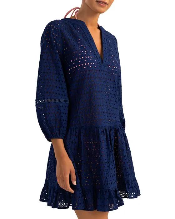 Cotton Eyelet Embroidered Cover-Up Dress