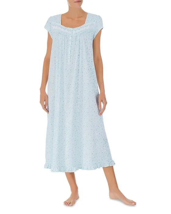 Cotton Floral Print Long Nightgown