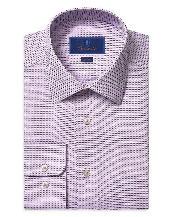 Cotton Geo Dobby Trim Fit Dress Shirt