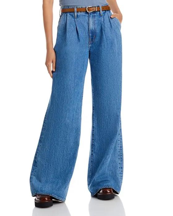 Cotton High Rise Pleated Jeans in Carlisle
