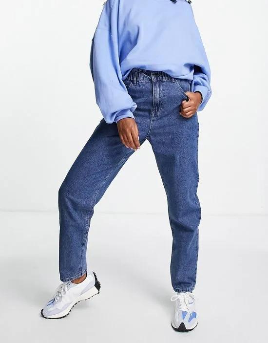 cotton high waist straight leg jeans