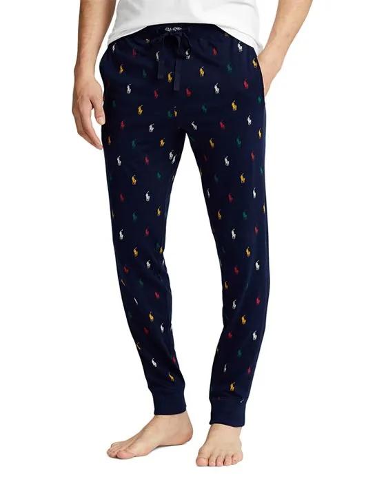 Cotton Jersey Logo Print Ribbed Side Panel Sleep Joggers