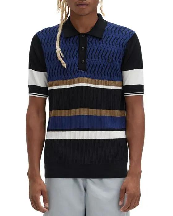 Cotton Knit Argyle Panel Regular Fit Polo Shirt