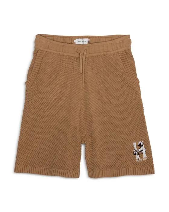 Cotton Knit Logo Embroidered Regular Fit Drawstring 6.5" Shorts