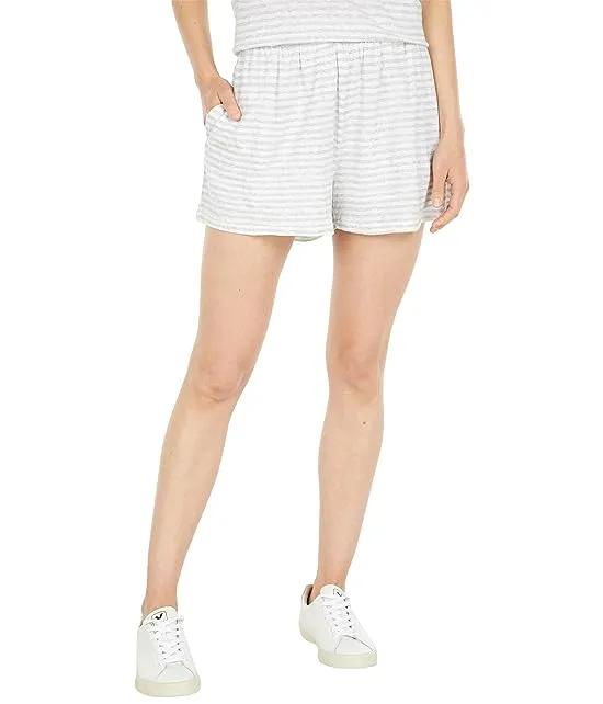Cotton Linen Stripe Shirred Waist Summer Shorts