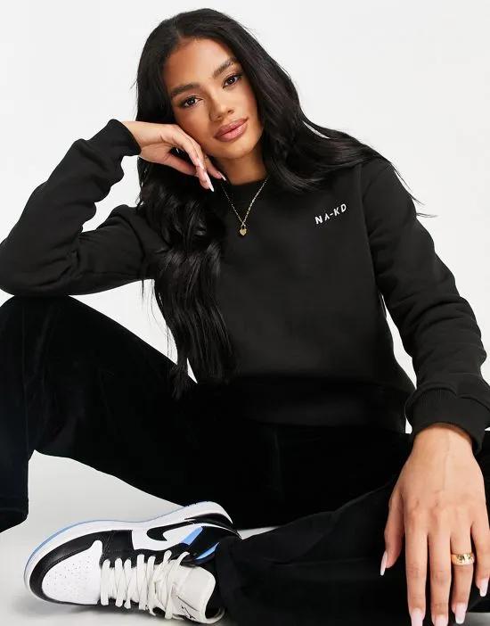 cotton logo print sweatshirt in black - BLACK