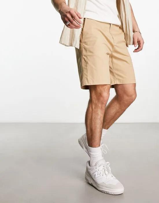 cotton mix chino shorts in beige