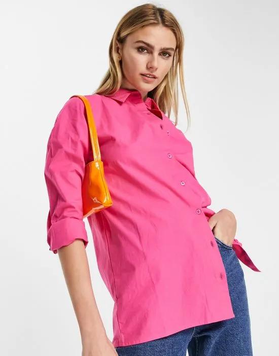cotton oversized shirt in hot pink