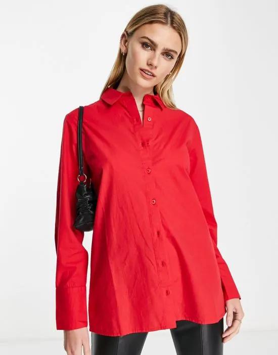 cotton oversized shirt in red