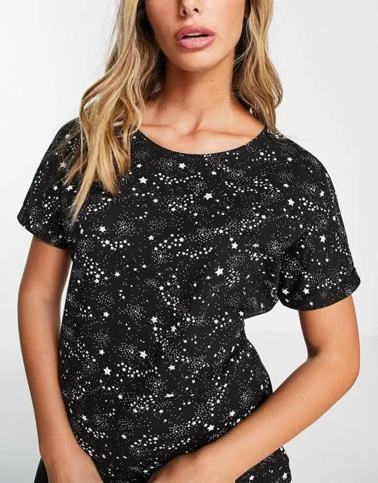 cotton pajama t-shirt in starry night print - part of a set