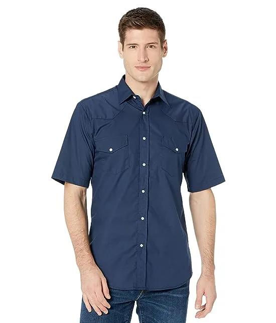 Cotton/Poly Short Sleeve Solid Navy Blue Western Shirt