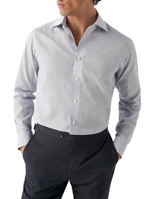 Cotton Poplin Micro Floral Print Contemporary Fit Dress Shirt