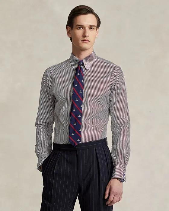 Cotton Poplin Striped Custom Fit Button Down Shirt