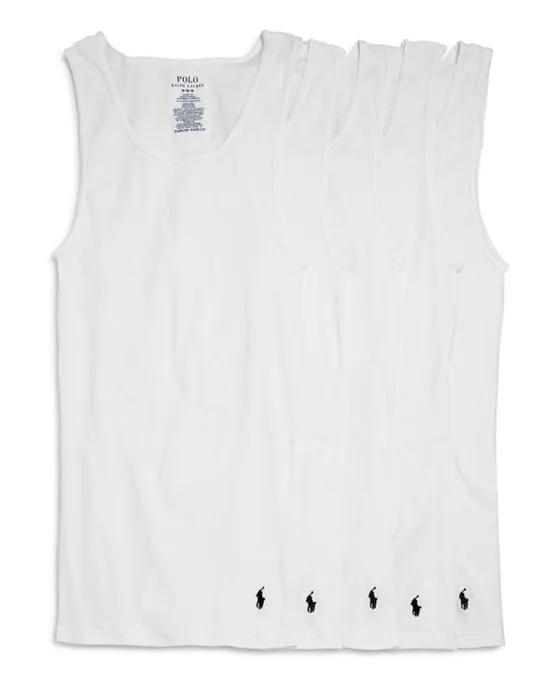 Cotton Ribbed Classic Fit Tanks, Pack of 5