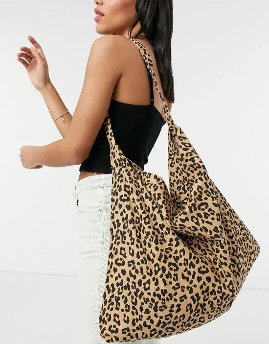cotton shoulder bag in leopard print - MULTI
