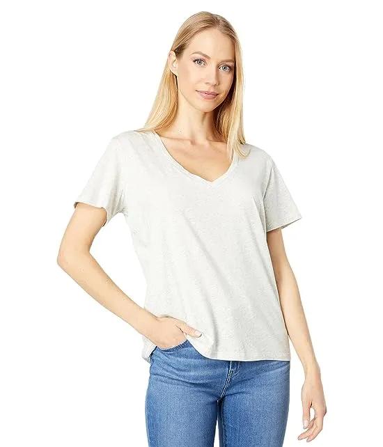 Cotton Silk Touch Semi Relaxed Short Sleeve V-Neck Tee
