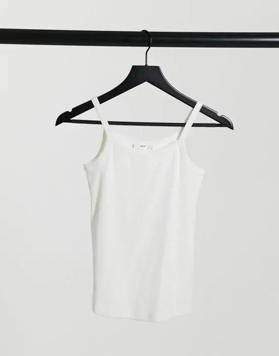 cotton strappy cami in white - WHITE