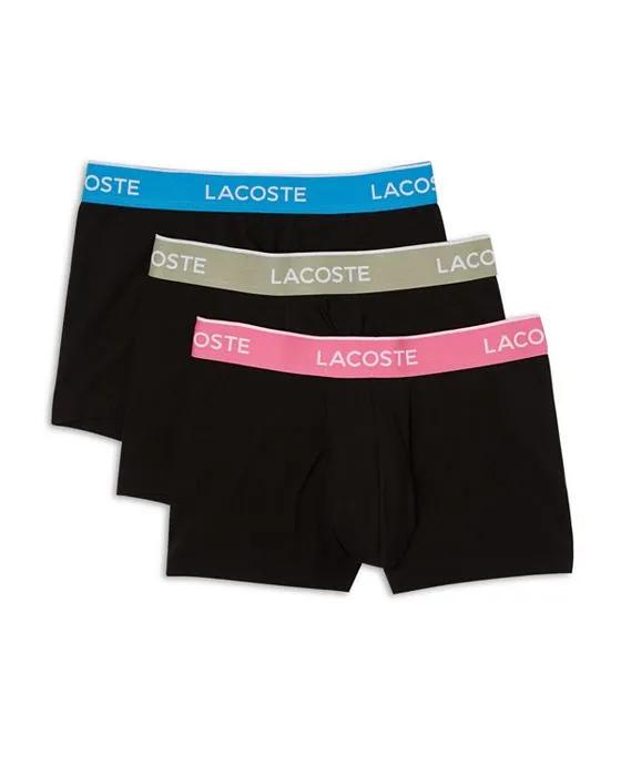 Cotton Stretch Contrast Logo Waistband Trunks, Pack of 3