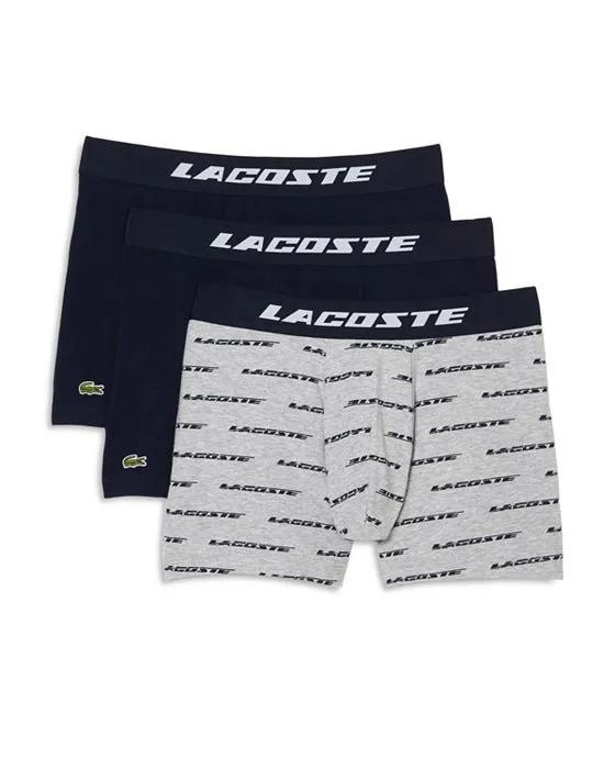 Cotton Stretch Jersey Logo Print Boxer Briefs, Pack of 3
