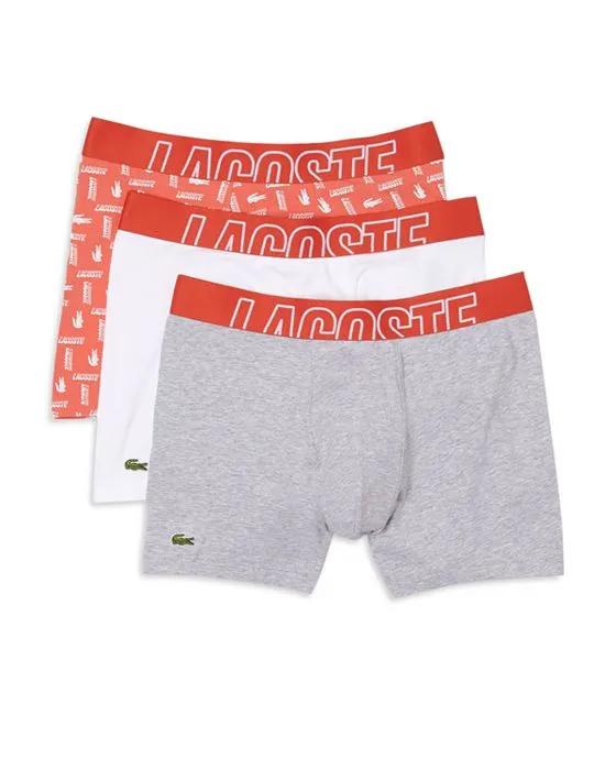 Cotton Stretch Logo Print Boxer Briefs, Pack of 3