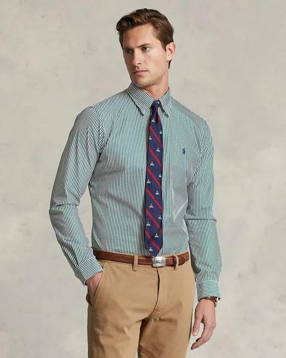 Cotton Stretch Poplin Stripe Classic Fit Button Down Shirt