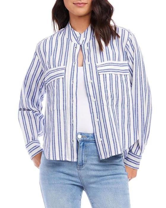 Cotton Striped Shirt Jacket