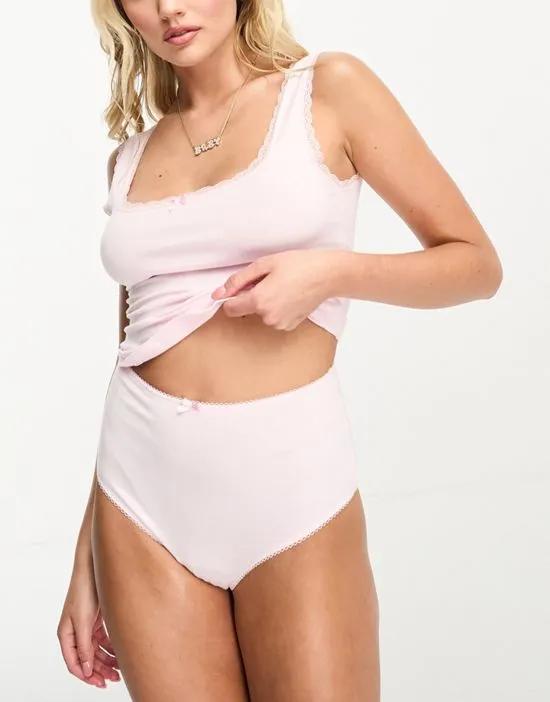 cotton tank top and brief set in pink