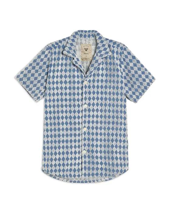 Cotton Terry Jacquard Regular Fit Button Down Shirt