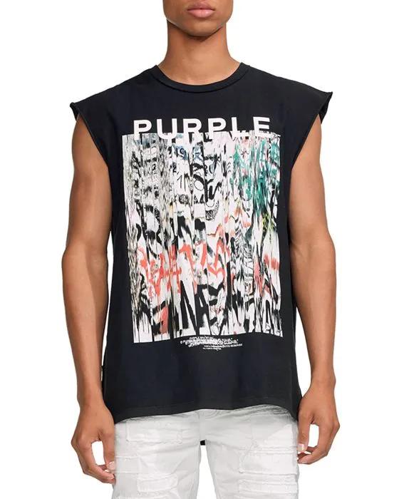 Cotton Textured Jersey Sleeveless Graphic Tee