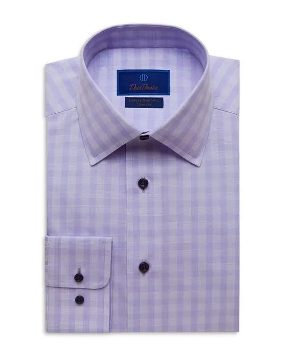 Cotton Tonal Plaid Trim Fit Dress Shirt