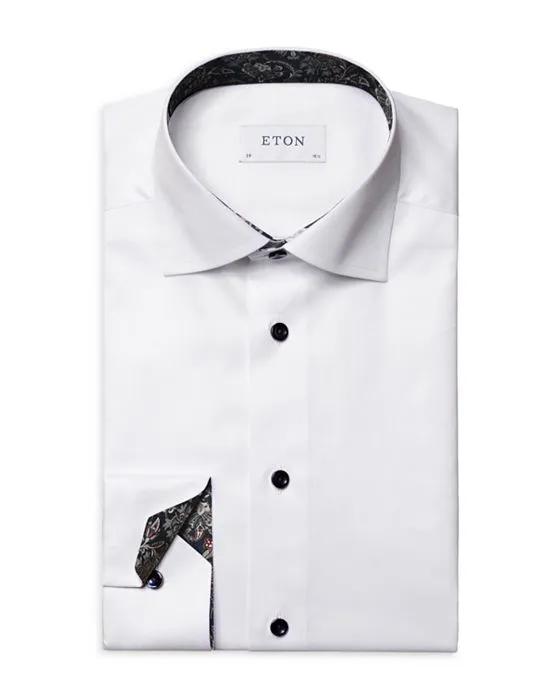 Cotton Twill Paisley Trimmed Contemporary Fit Dress Shirt