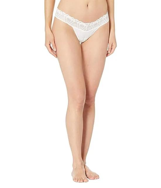 Cotton with Lace Mid-Rise Thong