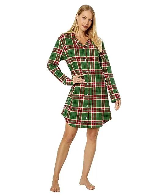 Country Christmas Plaid Flannel Nightdress