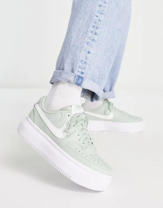 Court Vision Alta leather platform sneakers in green and white